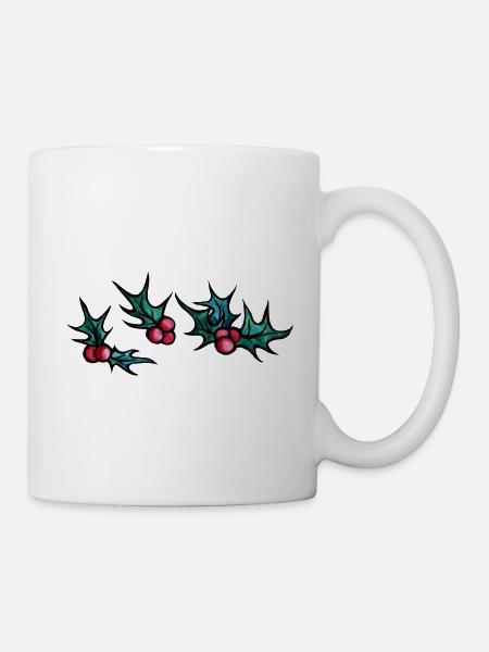 Stechpalmen-Nachtfallmuster - Tasse - Weiß
