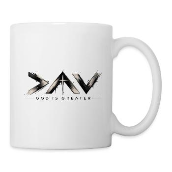 God Is Greater – Christliches Streetwear Design - Tasse - Weiß - Rechts