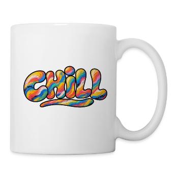Chill Regenbogen Schriftzug - Tasse - Weiß - Rechts