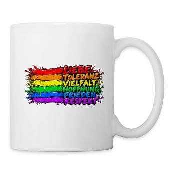 Regenbogenfrieden Liebe Vielfalt - Tasse - Weiß - Rechts