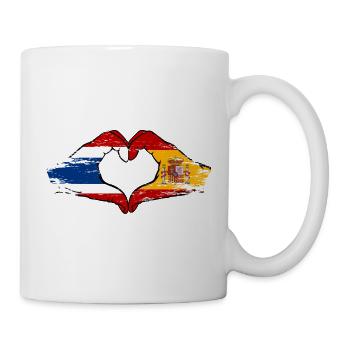 Thailand Spanien Flagge Hände Herzform used look - Tasse - Weiß - Rechts