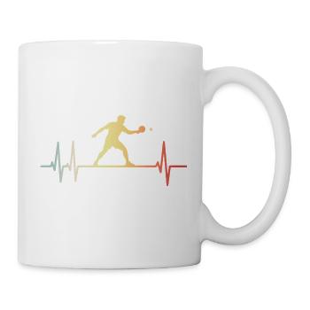 Retro Heartbeat Tischtennis Spieler Farbverlauf - Tasse - Weiß - Rechts