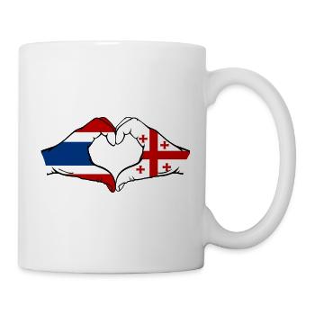 Thailand Georgien Flagge Hände Herzform - Tasse - Weiß - Rechts