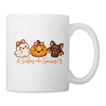 Süßes oder Saures? Halloween - Tasse - Weiß - Rechts