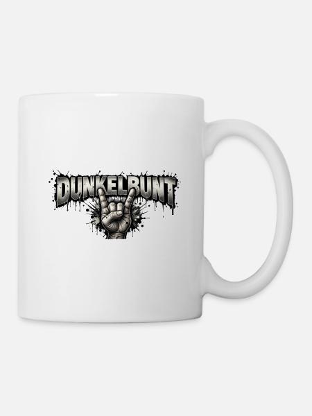 Dunkelbunt Rock Hand Banner - Tasse - Weiß
