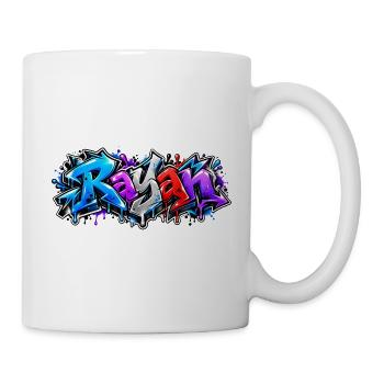 Rayan Graffiti Name: Wildstyle Blue Red Drip - Tasse - Weiß - Rechts