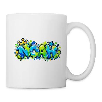 Noah Graffiti Name: Königskrone Neonblasenbuchstaben - Tasse - Weiß - Rechts