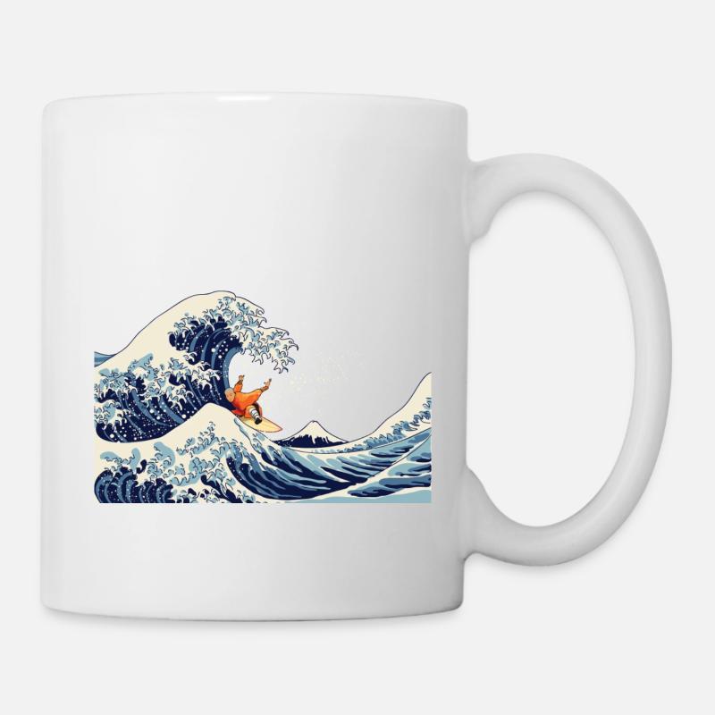 Surfing the great wave - Mug - white