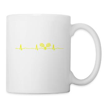 EKG HERZSCHLAG TENNIS gelb - Tasse - Weiß - Rechts