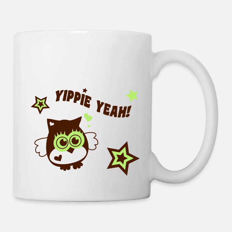 Eule - Yippie Yeah! - Tasse - Weiß