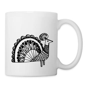 Kalo le Paon noir et blanc - Mug blanc - blanc - Droite