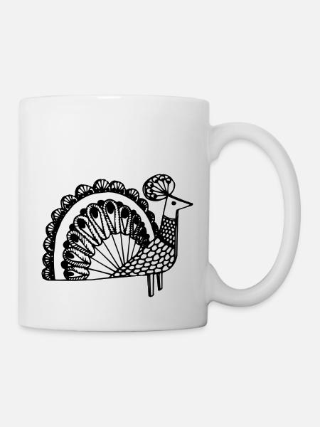 Kalo der Pfau schwarz und weiß - Tasse - Weiß