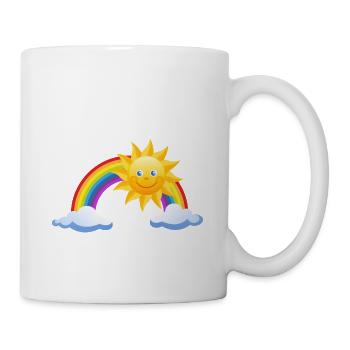 Sonne, Regenbogen und Wolken - Tasse - Weiß - Rechts