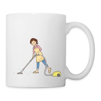 cleaning cleaning cleaning woman broom wischmop61 - Mug - white - Right