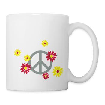 Peace-Zeichen Blume Flower Power Pazifist Aktivist - Tasse - Weiß - Rechts