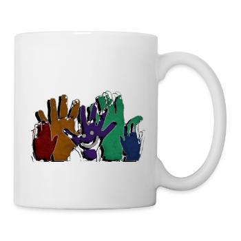 BONJOUR mains - style grunge - Mug blanc - blanc - Droite