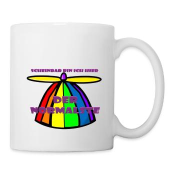 Ich bin der Normalste hier, Propellerhut - Tasse - Weiß - Rechts