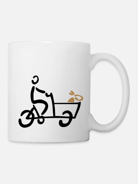 Bakfiets Hund Lastenrad Fahrrad - Tasse - Weiß