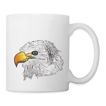 Eagle head with beak big head - Mug - white - Right