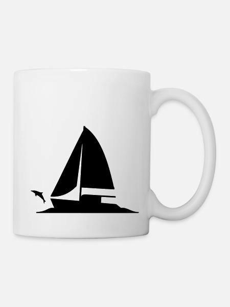 Katamaran_Welle_Delfin - Tasse - Weiß