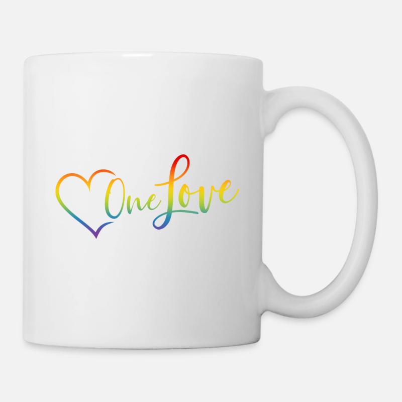 Coeur LGBT Un Amour Rainbow CSD Gay Pride Love - Mug blanc - blanc
