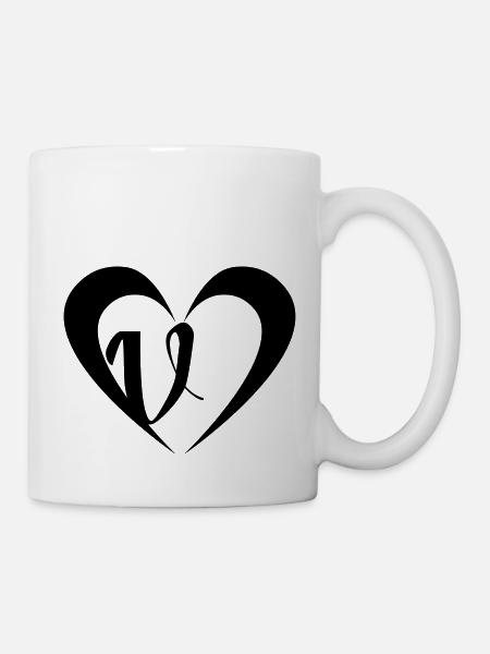 Heart with V - Mug - white