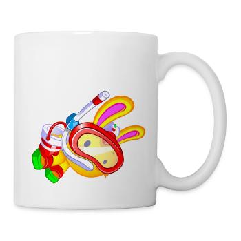 lapin plage kawaii nageur - Mug blanc - blanc - Droite