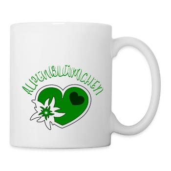 Edelweiss Herz Trachten Dirndl Alpenblümchen - Tasse - Weiß - Rechts