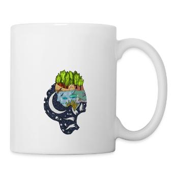 Kopf, Natur, Wassermann, Sternzeichen, Fisch - Tasse - Weiß - Rechts