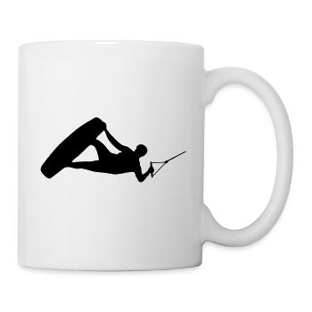 Motif d'haltère tour de saut de silhouette Wakeboarder - Mug blanc - blanc - Droite