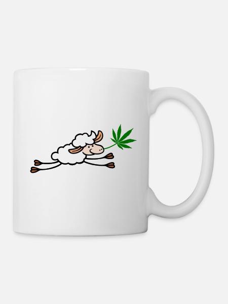 Schaf Hanf springend png - Tasse - Weiß