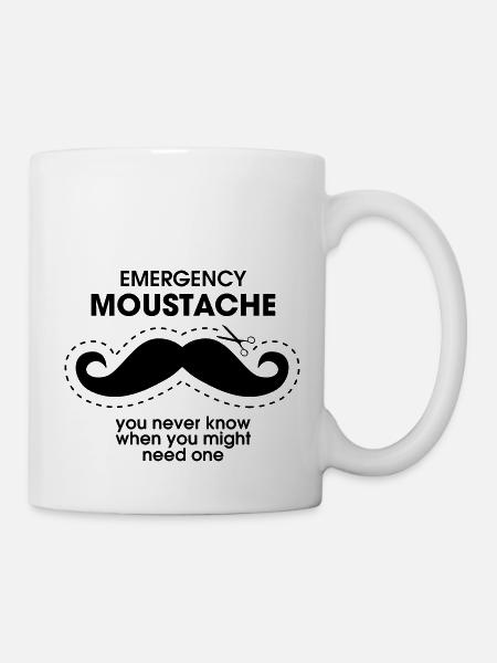 Emergency Moustache - Mug blanc - blanc