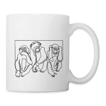 Affe Affen Drei Affen Premium Design Geschenk - Tasse - Weiß - Rechts