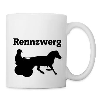 Rennzwerg, Shetty mit Gig, Minitraber - Tasse - Weiß - Rechts