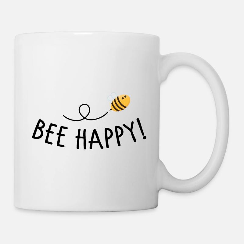 Bee happy - Tasse - Weiß