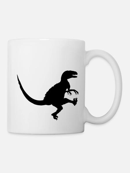 Tanzender angreifender Raptor T-Rex - Tasse - Weiß