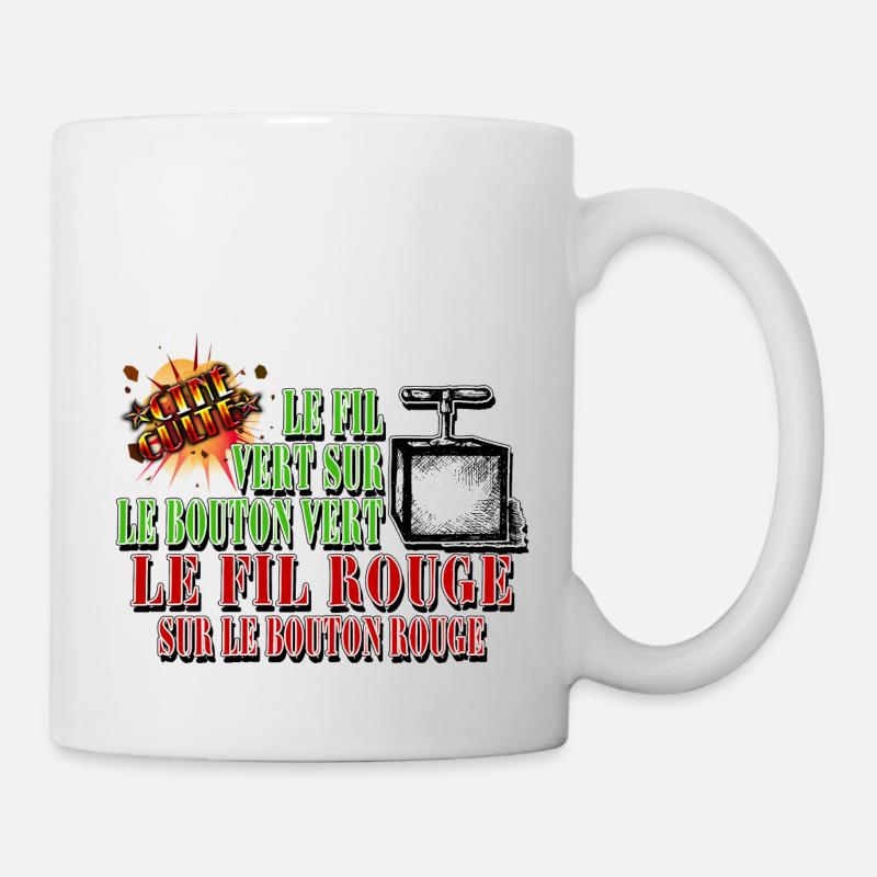 le fil vert sur le bouton vert - Mug blanc - blanc