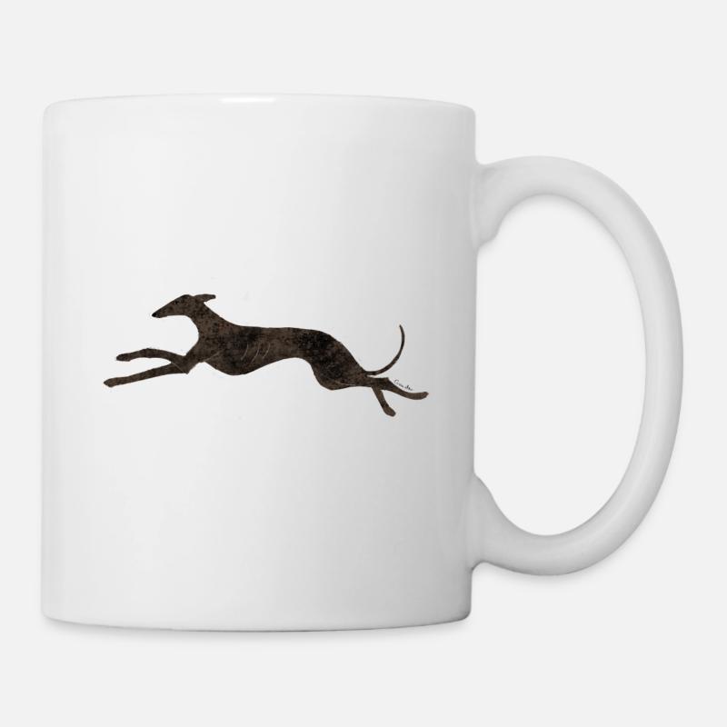 Dunkler rennender Windhund - Tasse - Weiß
