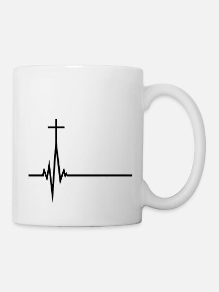 Pulse frequency life pulse beat heart beat jesus c - Mug - white