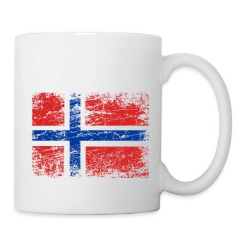 Norway flag vintage country outline Oslo EU Odin - Mug - white - Right