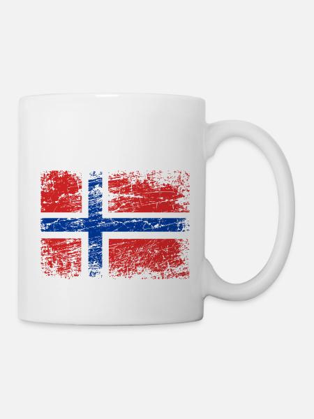 Norwegen Flagge Vintage Länderumriss Oslo EU Odin - Tasse - Weiß