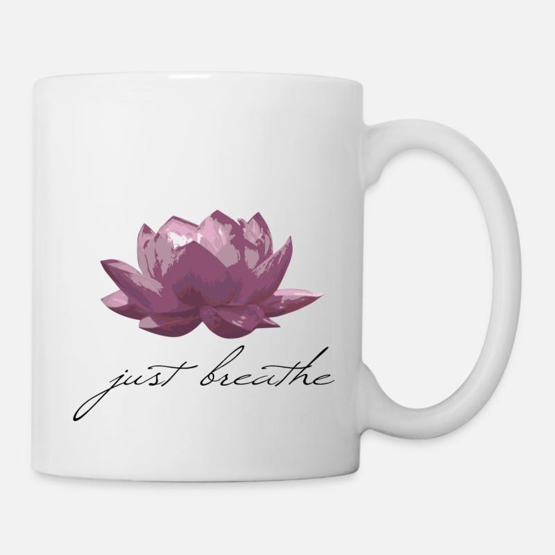 Lotusblume just breathe - Tasse - Weiß