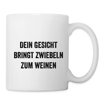 Lustiger Spruch über Gesicht und Zwiebeln - Tasse - Weiß - Rechts