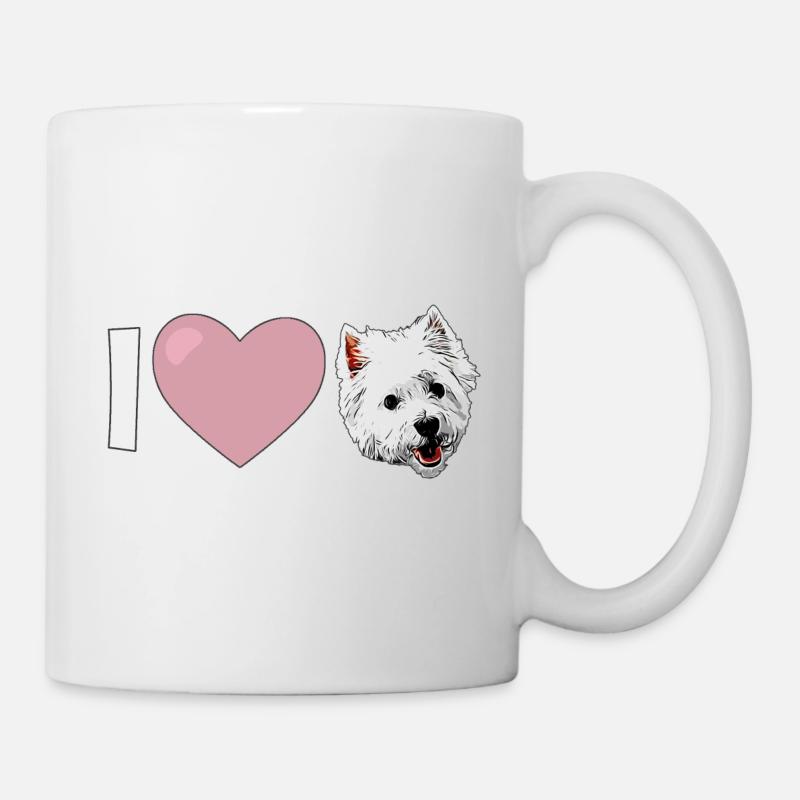 J'aime le chien Westie West Highland Terrier - Mug blanc - blanc