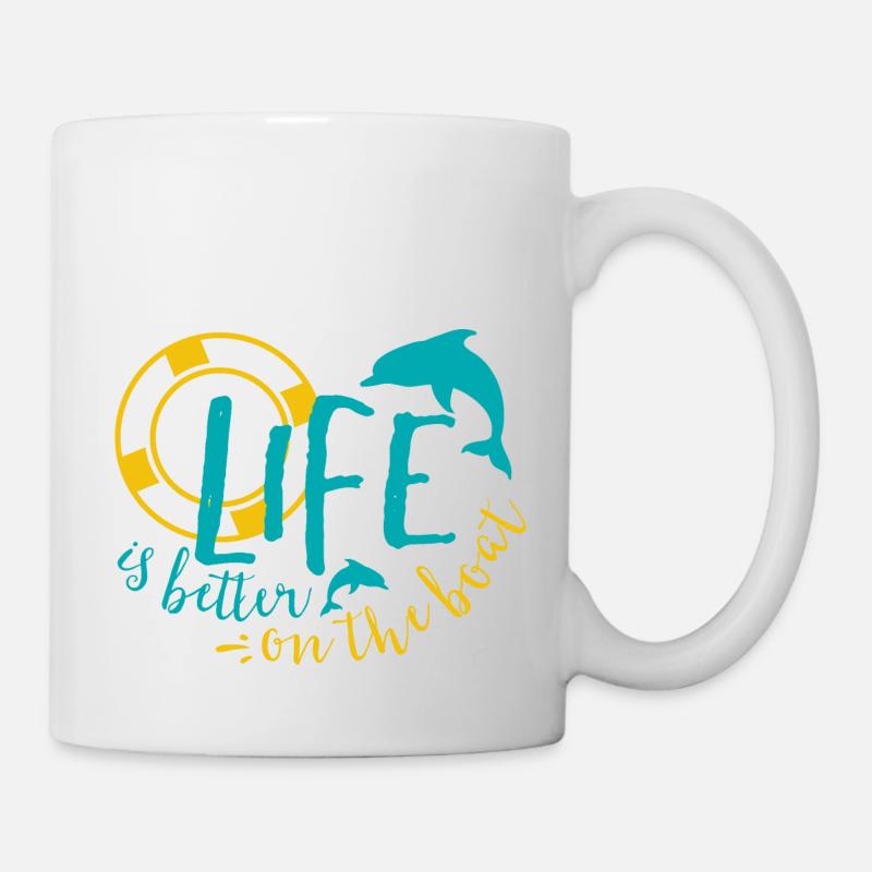 La vie est meilleure sur le bateau - Mug blanc - blanc
