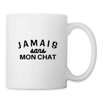 jamais sans mon chat. t-shirt chat domestique - Mug blanc - blanc - Droite