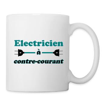 Electricien à contre courant - T shirt humour - Mug blanc - blanc - Droite
