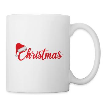 Weihnachten Schriftzug mit Nikolaus Mütze - Tasse - Weiß - Rechts