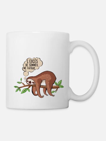 exces sommeil fatigue paresseux dessin humour - Mug blanc - blanc