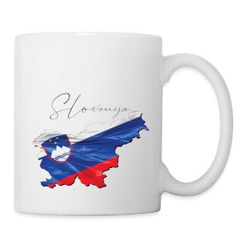 Slowenien Flagge in der Slowenien Landkarte SI - Tasse - Weiß - Rechts